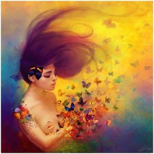 Схема вышивки «девушка и бабочки»
