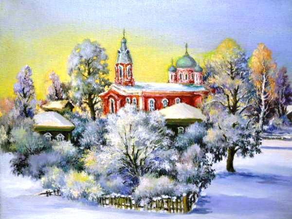 в морозной дымке - зима, снег, природа, дом, пейзаж - оригинал