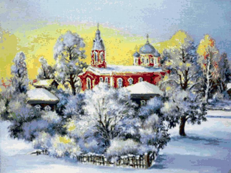 в морозной дымке - пейзаж, зима, снег, природа, дом - предпросмотр