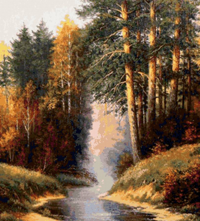 туман над ручьем - лес, ручей, пейзаж, природа - предпросмотр