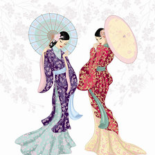 Оригинал схемы вышивки «Две японки» (№640963)