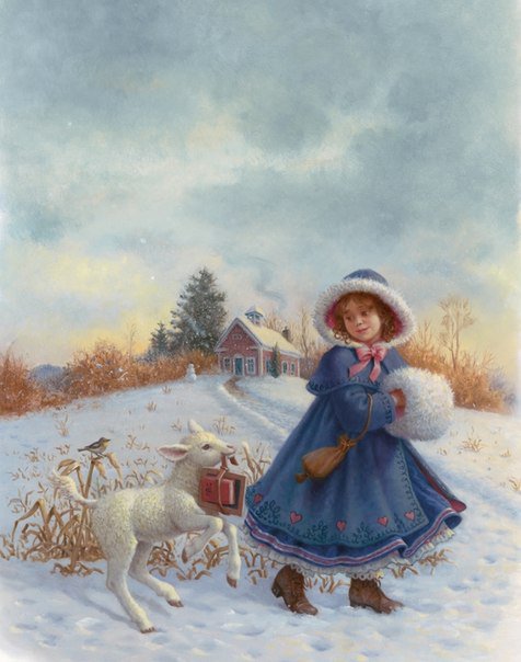 Мери и барашек - сказка, зима, барашек, девочка, овечка - оригинал