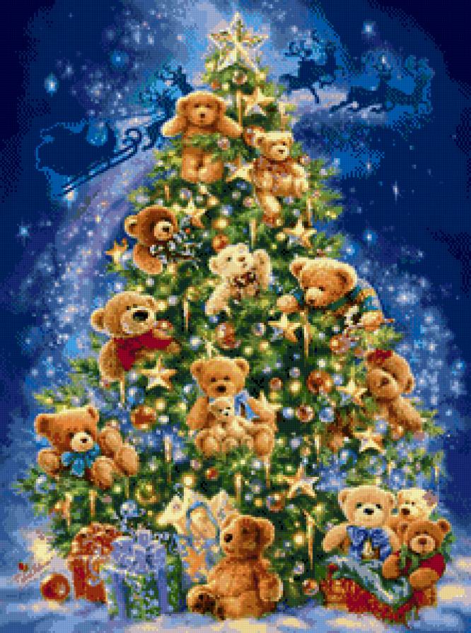 Teddy bear tree - мишки, новый год, рождество, плюшевые мишки, игрушки, елка - предпросмотр