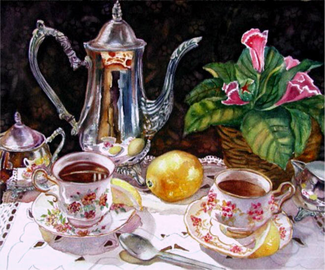 Утренний чай - цветы, натюрморт, чай - оригинал