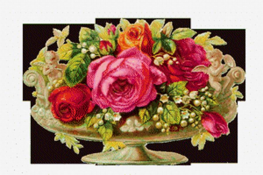 Изобилие - цветы, розы, ваза - предпросмотр
