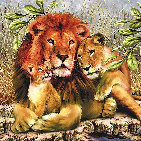 Семья львов - с мамой, животные, семья, природа, львы - оригинал