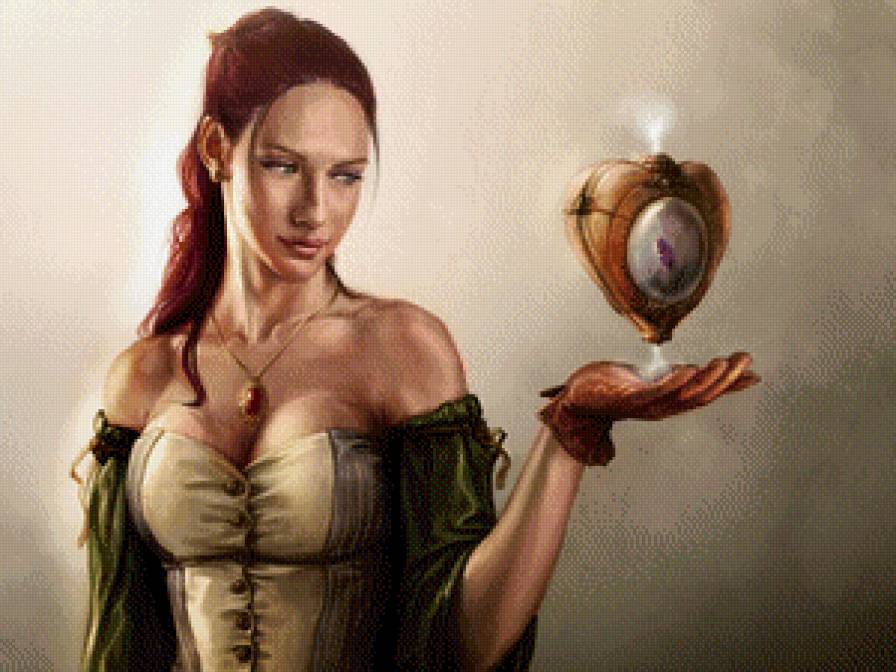 №641788 - портрет, фэнтези, картина, цветы, девушка, сердце - предпросмотр