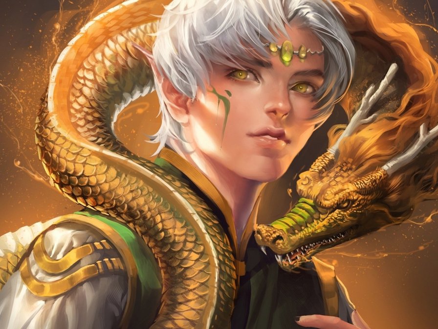 №642098 - аниме, дракон, маг, парень, фэнтези, волшебник - оригинал