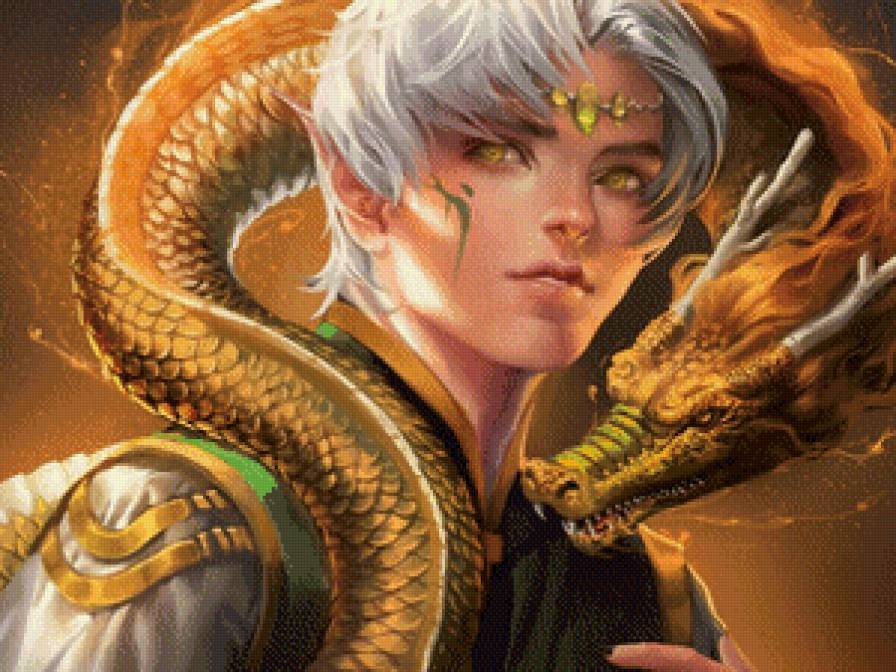 №642098 - дракон, парень, аниме, фэнтези, волшебник, маг - предпросмотр