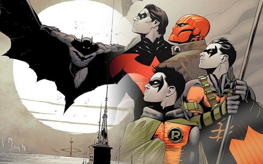 Робины и Темный наставник - бэтмен, красный робин, batman, найтвинг, робин, красный колпак - оригинал