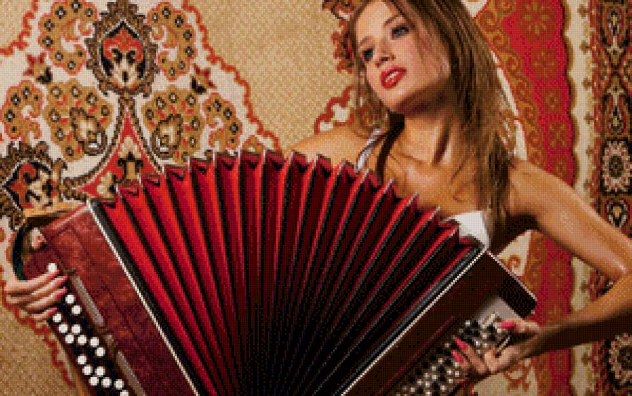 №642804 - баян, портрет, музыка, девушка, красота, россия, ретро - предпросмотр