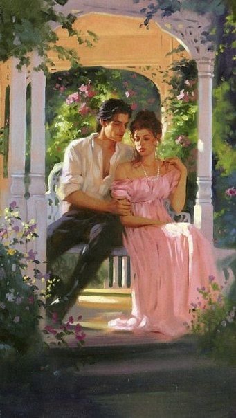В беседке - пара романтика картина - оригинал