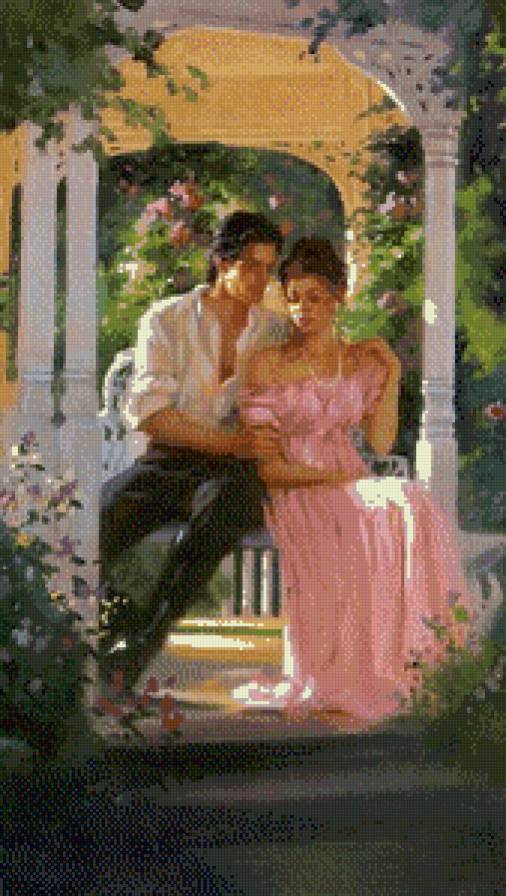 В беседке - пара романтика картина - предпросмотр