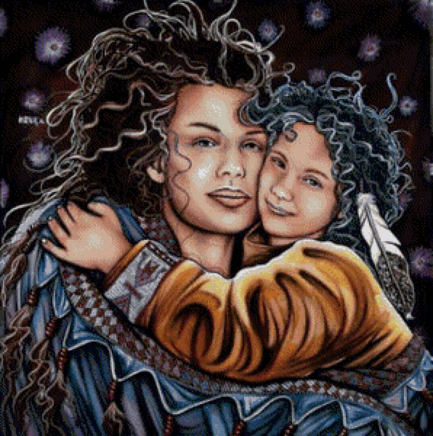 Индейская девушка с ребенком - ребенок, девушка, материнство - предпросмотр