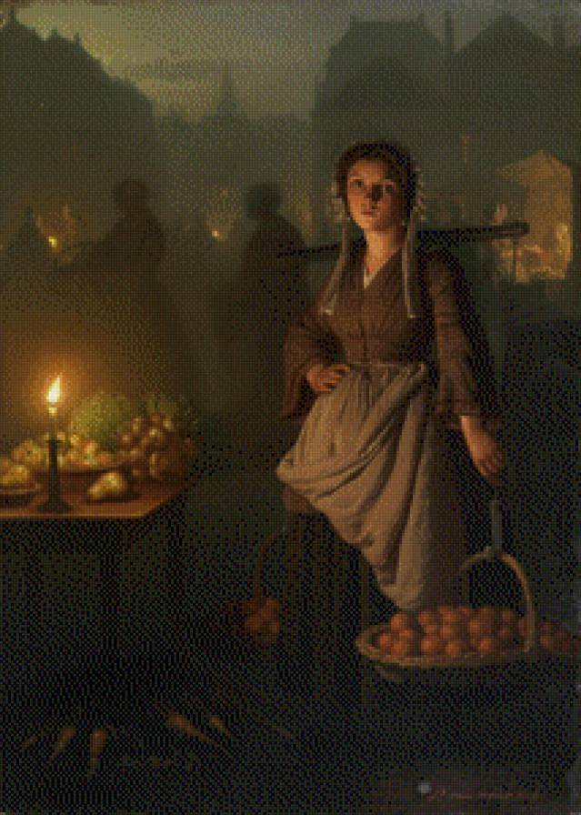 Market by Candlelight - petrus van schendel, искусство, картина - предпросмотр