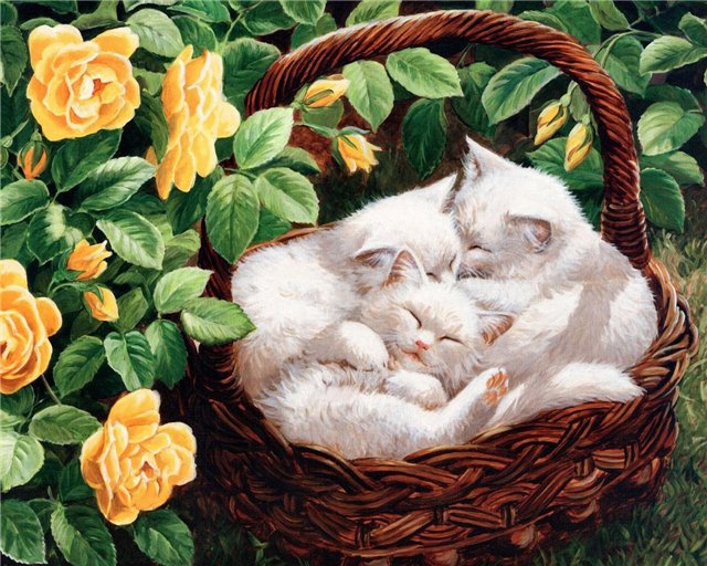 Котятки в корзине - оригинал