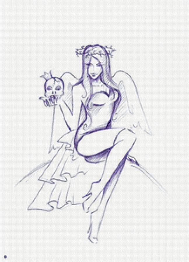 Падший ангел - череп, демон, ангел - предпросмотр