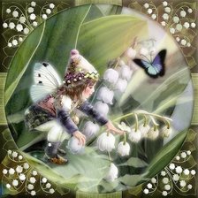 Схема вышивки «Ландыши и бабочки»