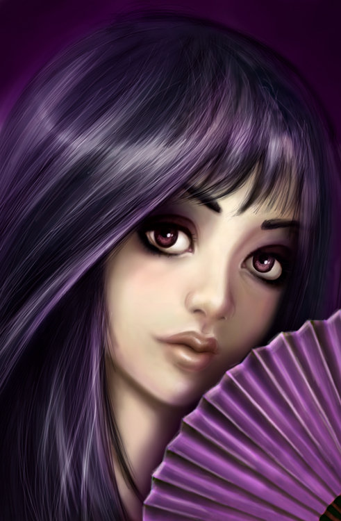 Девушка с веером - восток, женщина - оригинал