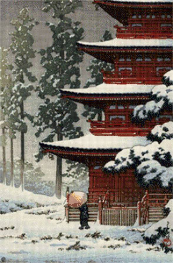 Пагода - азия, зима, пейзаж, восток - предпросмотр