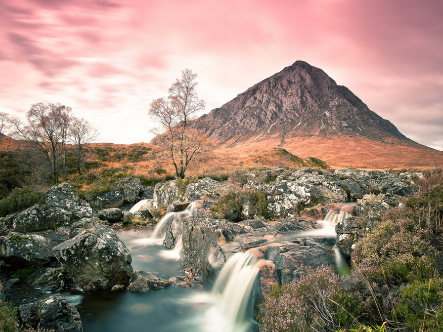 №644631 - горы, природа, пейзаж, , ручей, деревья - оригинал