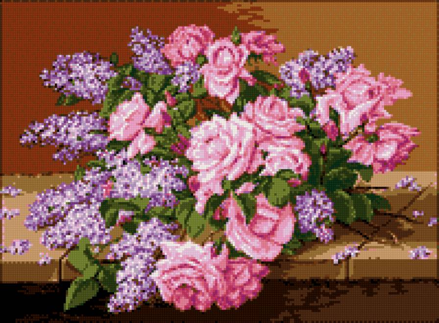 Сирень и розы - розы, сирень - предпросмотр