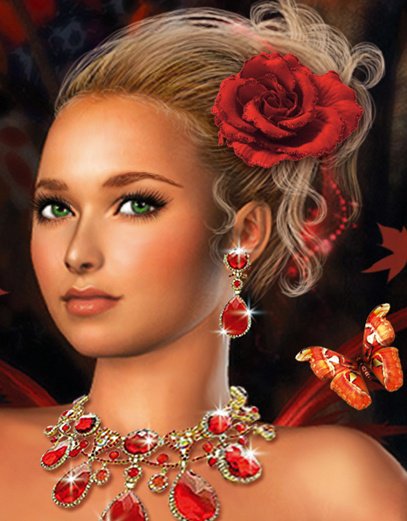 Дама с розой - красавица, девушка - оригинал