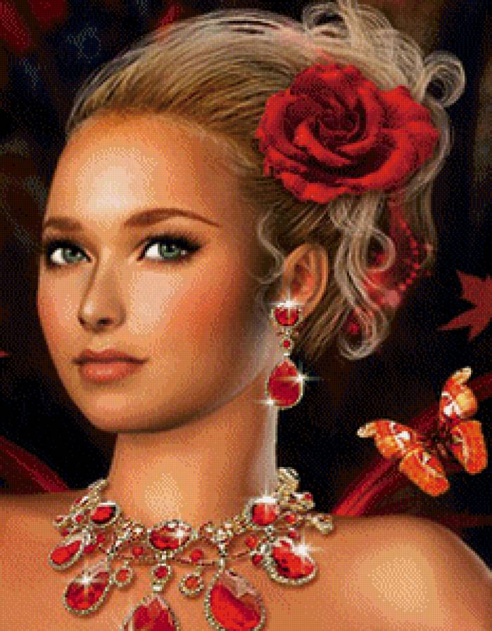 Дама с розой - красавица, девушка - предпросмотр