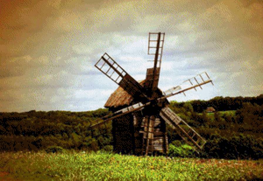 Украина2 - поле, мельница, украина - предпросмотр