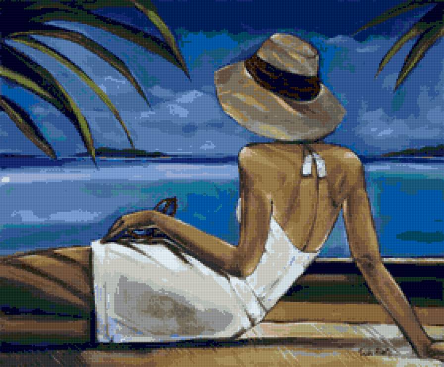 Лазурный берег. Биддл Триш - море, девушка, дама, люди, живопись - предпросмотр