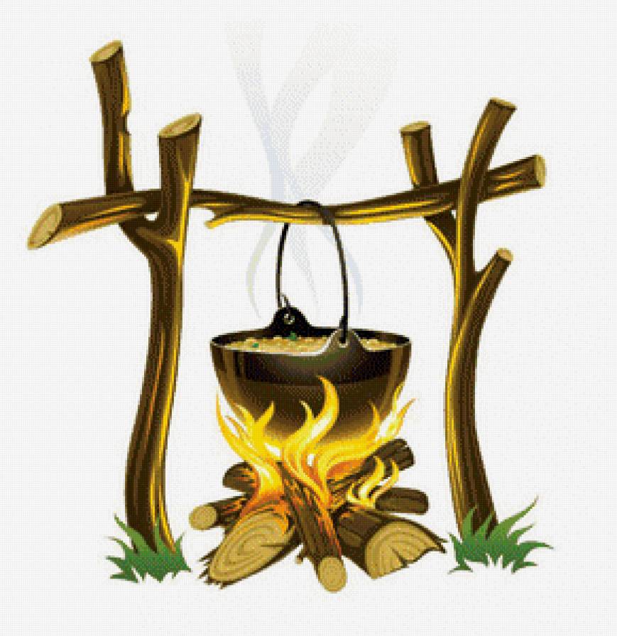 Котелок на костре - еда, огонь, природа - предпросмотр