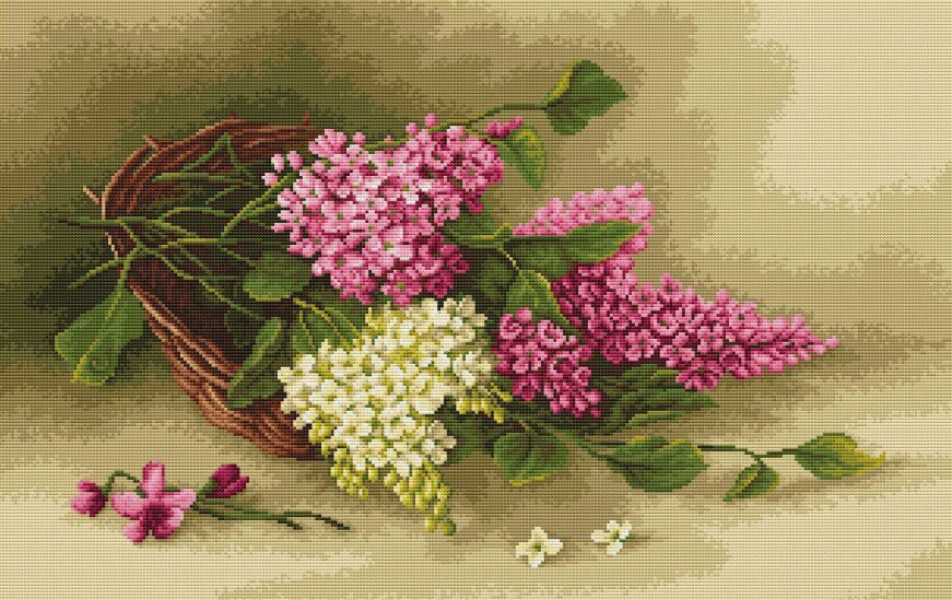 сирень в карзиночке - картина цветы - оригинал