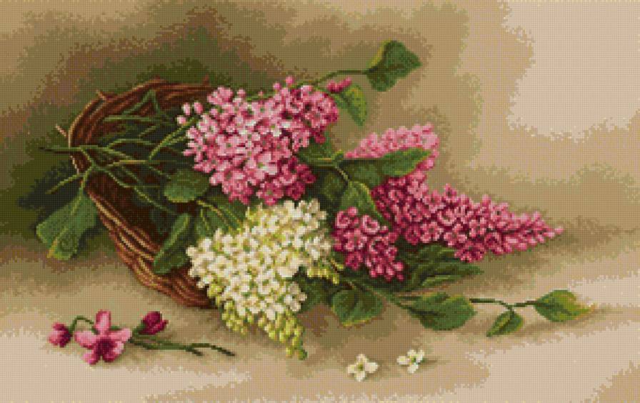 сирень в карзиночке - картина цветы - предпросмотр