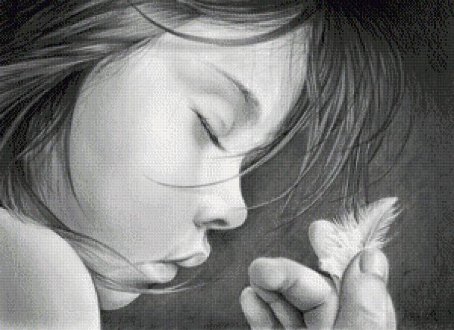 Девчушка - девочка, дети, монохром - предпросмотр