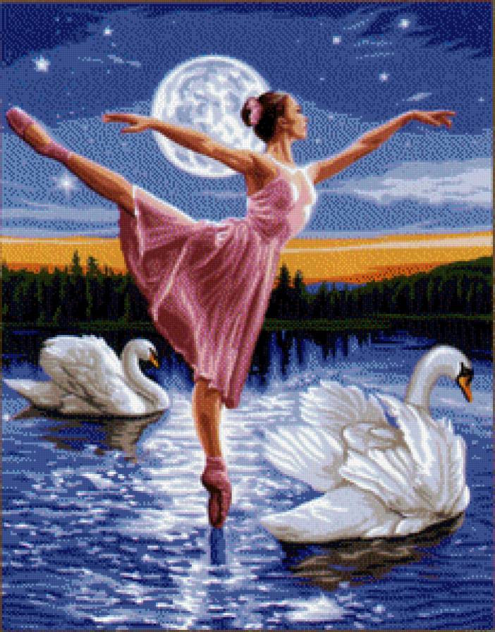 Лебединое озеро - балерина, лебеди, девушка - предпросмотр