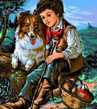 Оригинал схемы вышивки «Мальчик с собакой» (№647678)