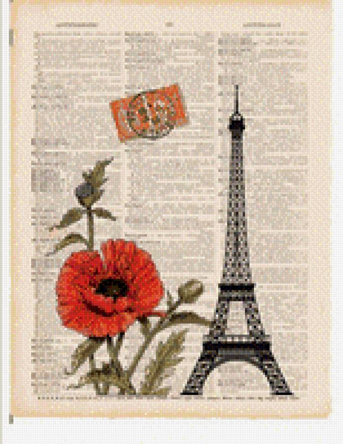 Страница газеты - цветы, газета, эйфелева башня - предпросмотр