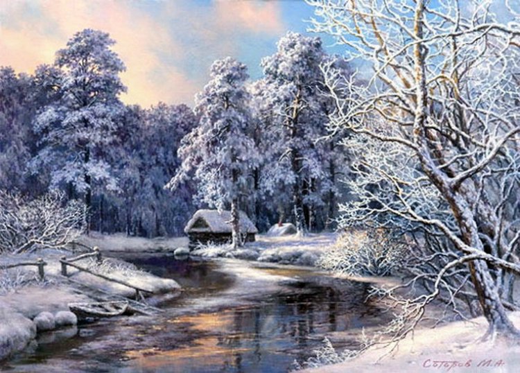 Зима в лесу - пейзаж - оригинал