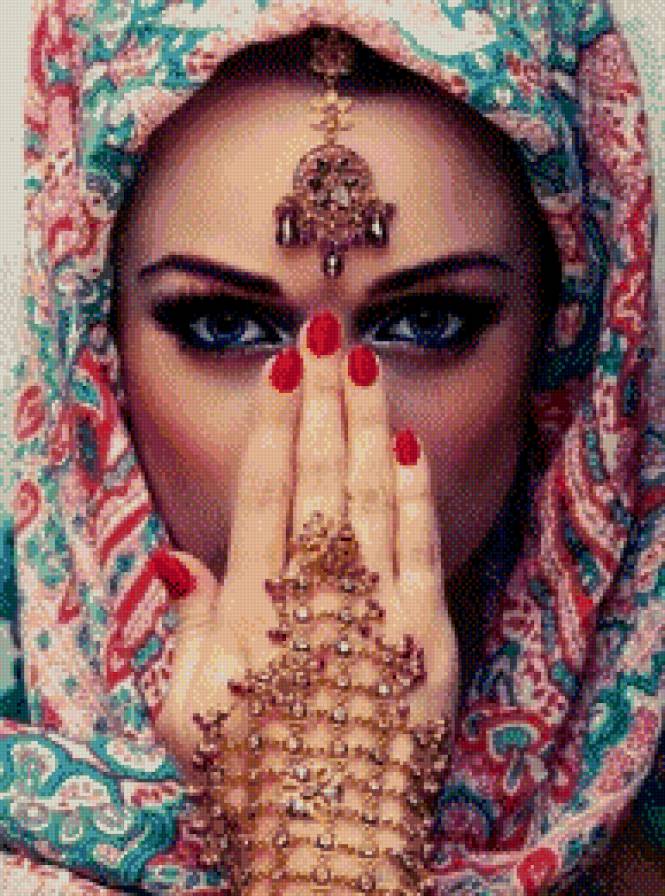 восточная девушка - картина, взгляд, люди, женщина, лицо, восток - предпросмотр