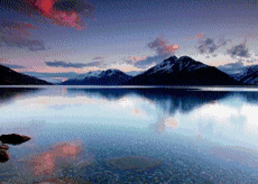 горы - гора, отражение, пейзаж, горизонт, облака, природа - предпросмотр