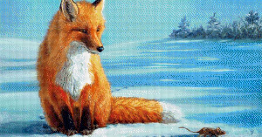 №648723 - лиса, мышь, охота, снег - предпросмотр