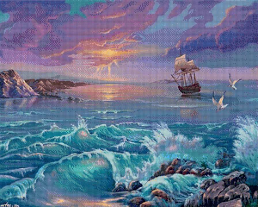 №648779 - море, парусник, чайки - предпросмотр