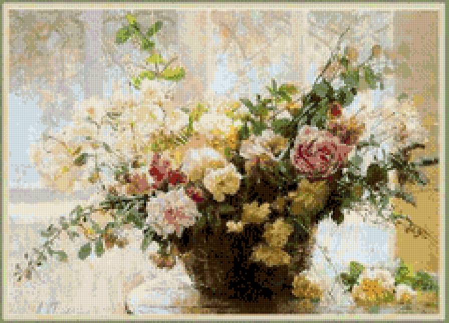 Букет в корзине - цветы, букет, корзина, розы - предпросмотр