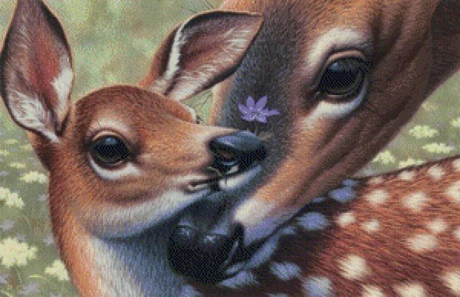 Косули - живопись, ричард каудри, косули, животные - предпросмотр