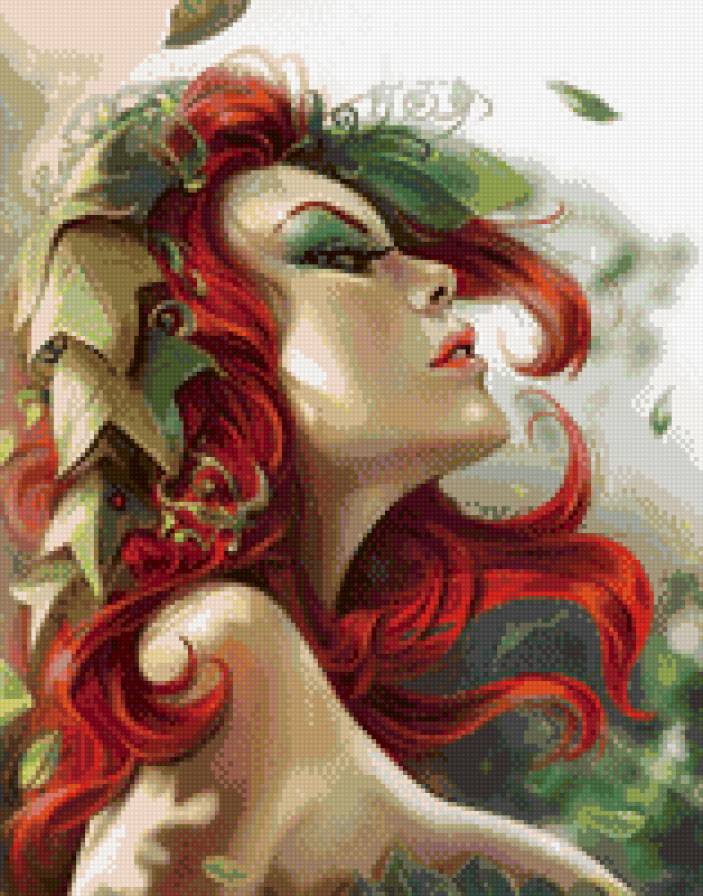 Плющ - природа, девушка, комиксы, листья - предпросмотр