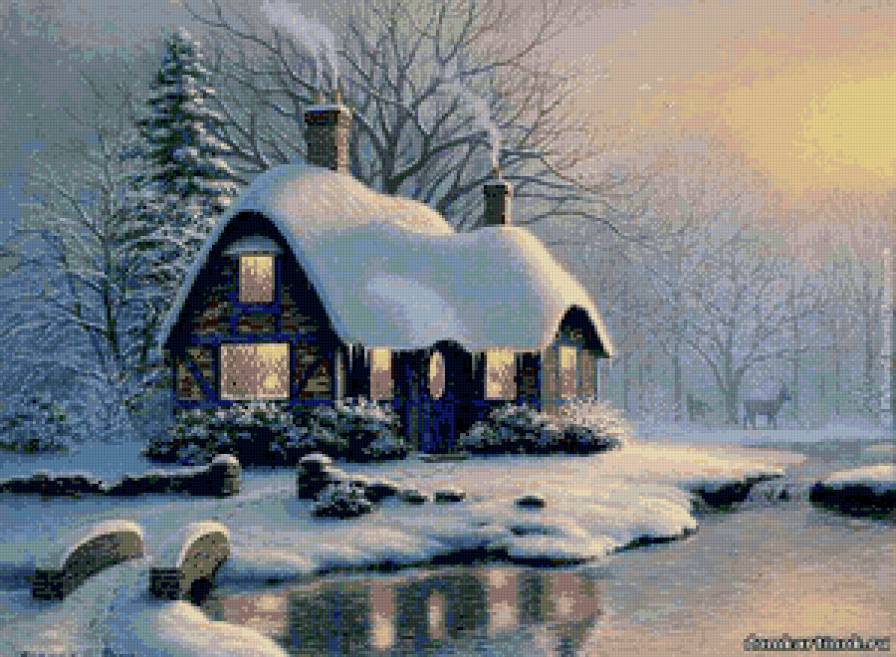 Серия "Пейзажи": Домик в снегу-1 - предпросмотр