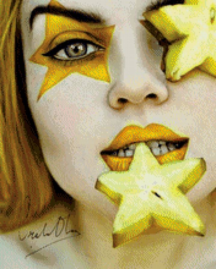 девушка с фруктом - девушка, фрукт, люди, лицо - предпросмотр