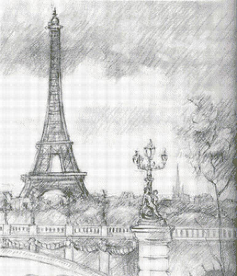 Париж - графика, париж, черно-белое - предпросмотр