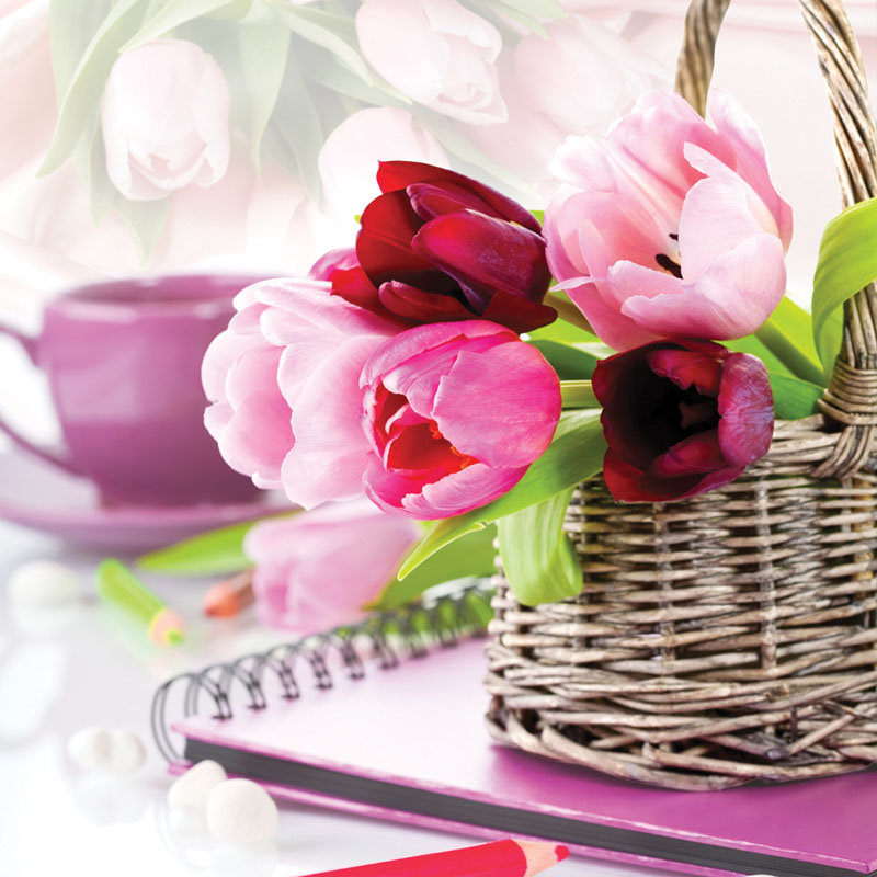 Тюльпаны в карзине - тюльпаны, цветы, натюрморт - оригинал