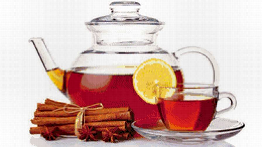 чайник с чаем и чашкой с корицей - чайник, кухня, чашки, корица, чай - предпросмотр